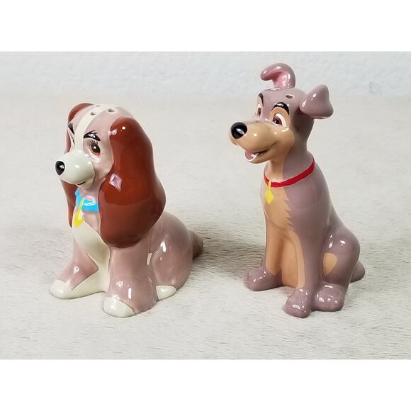 Disney Lady & The Tramp Salt & Pepper Shaker Set Ceramic Vintage Great Condition - Picture 4 of 13
